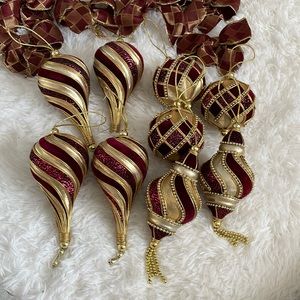 Stunning Burgundy and gold ornaments and bows